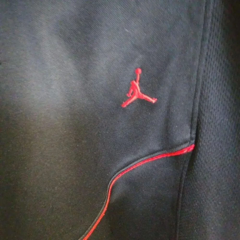 Jordan Track Pants Mens XL Black Red Jogger Drawstring Waist Athletic Cuffed